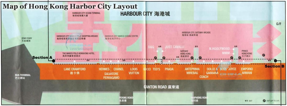 carte de la ville portuaire de Hong Kong