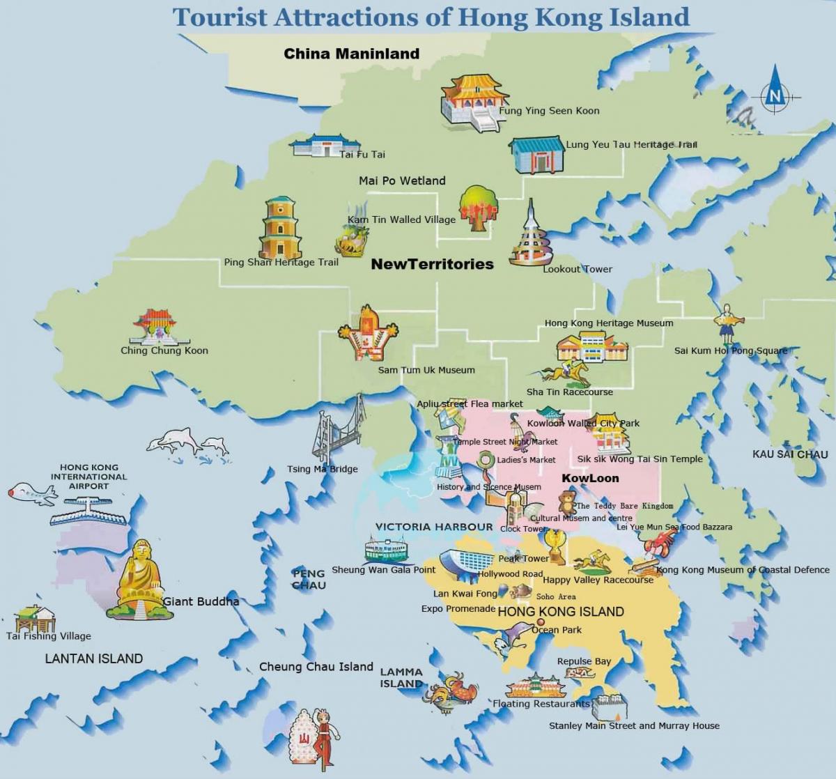 la carte touristique de Hong Kong