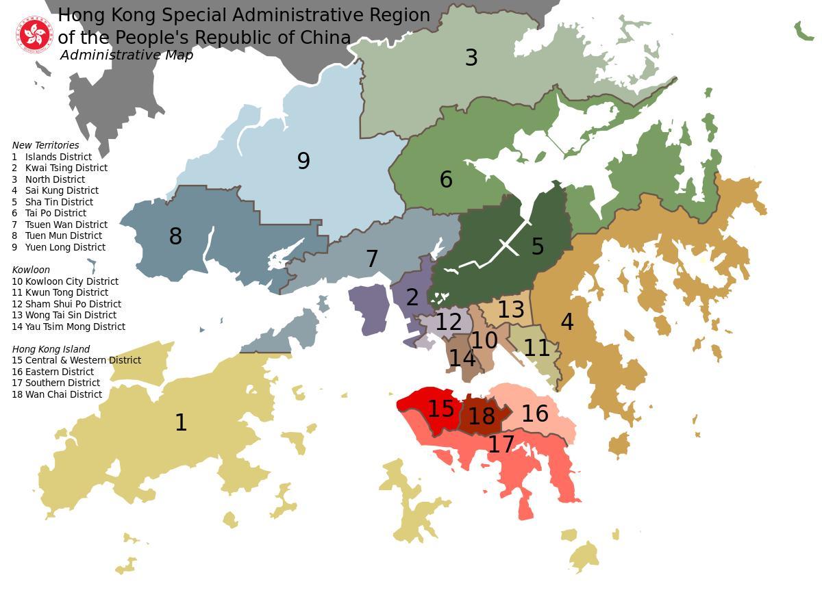 la carte de Hong Kong quartiers