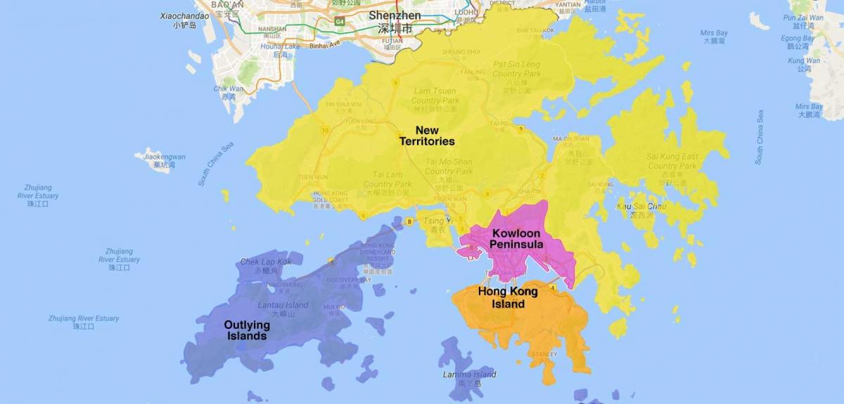 la carte de Hong Kong, zone