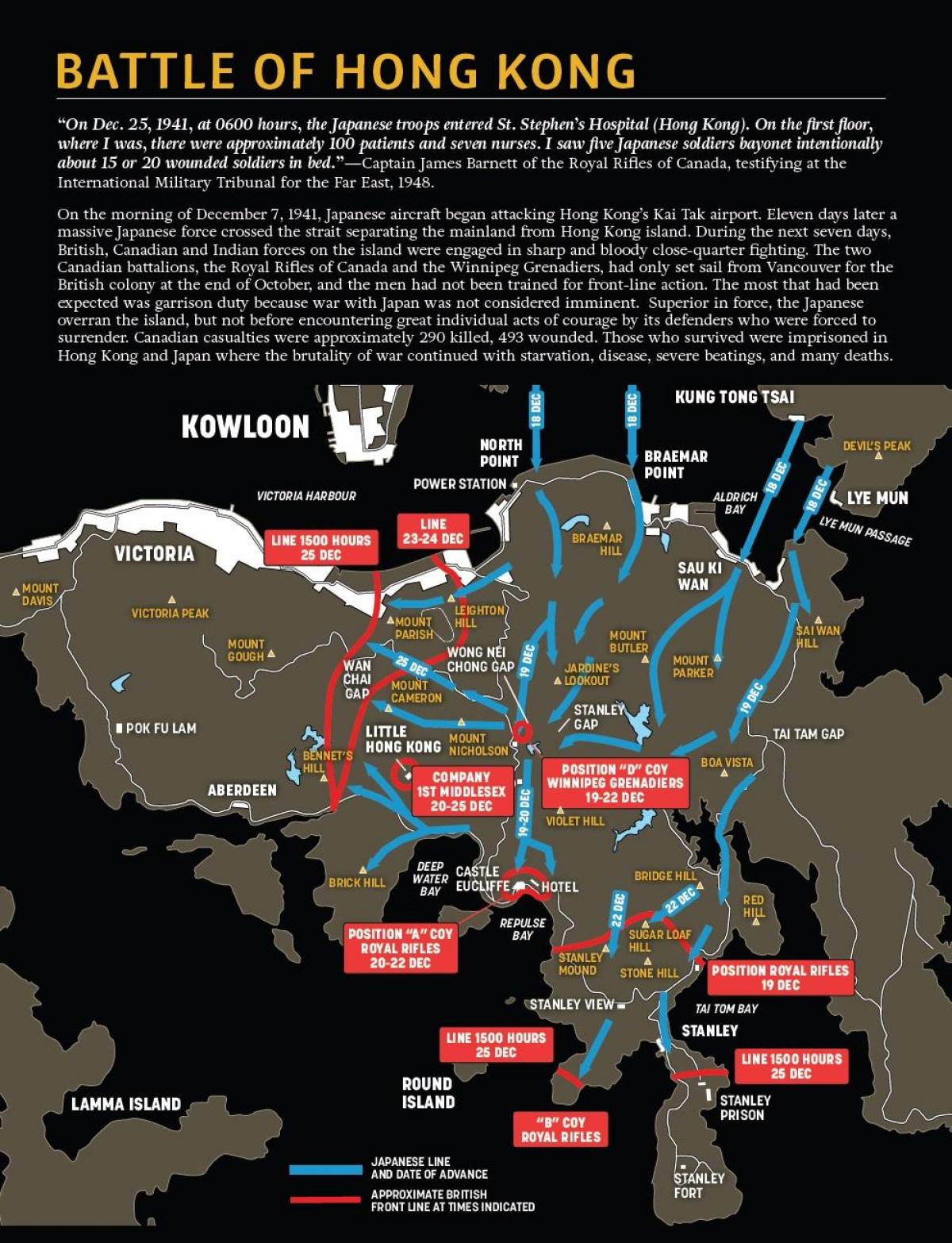 carte de la bataille de Hong Kong