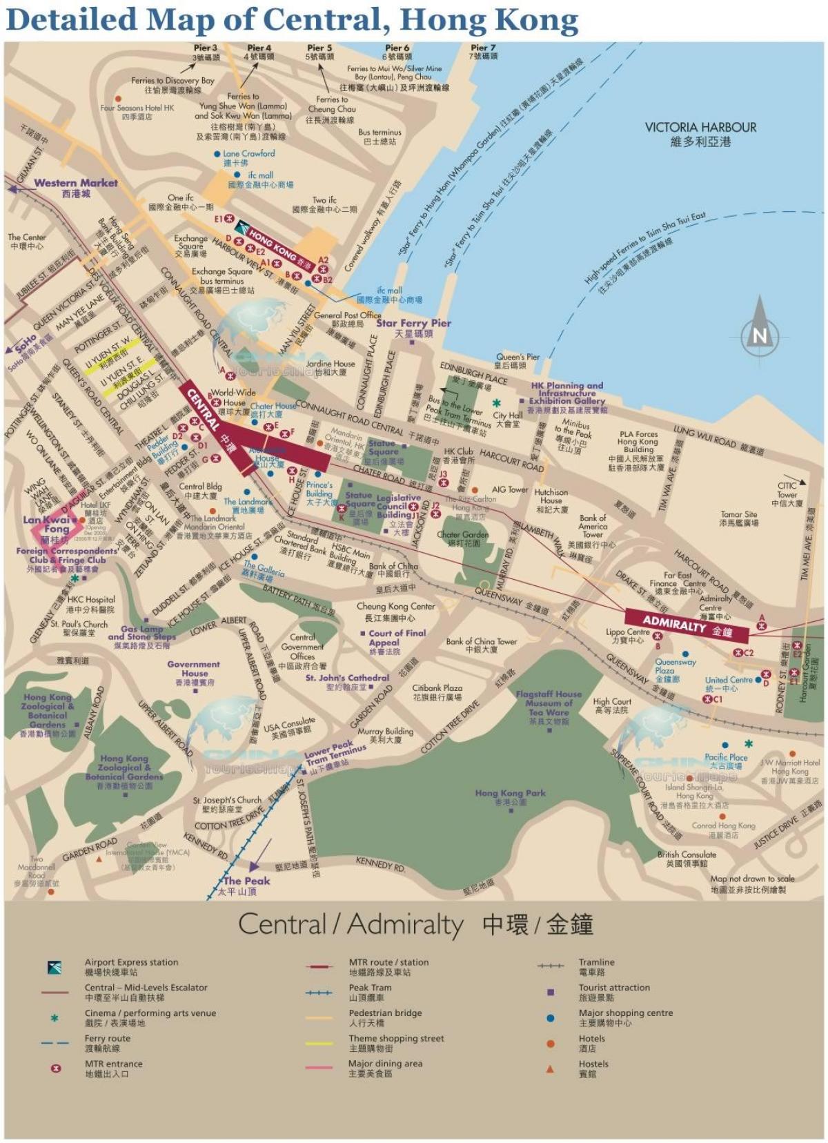 Hong Kong central de la carte