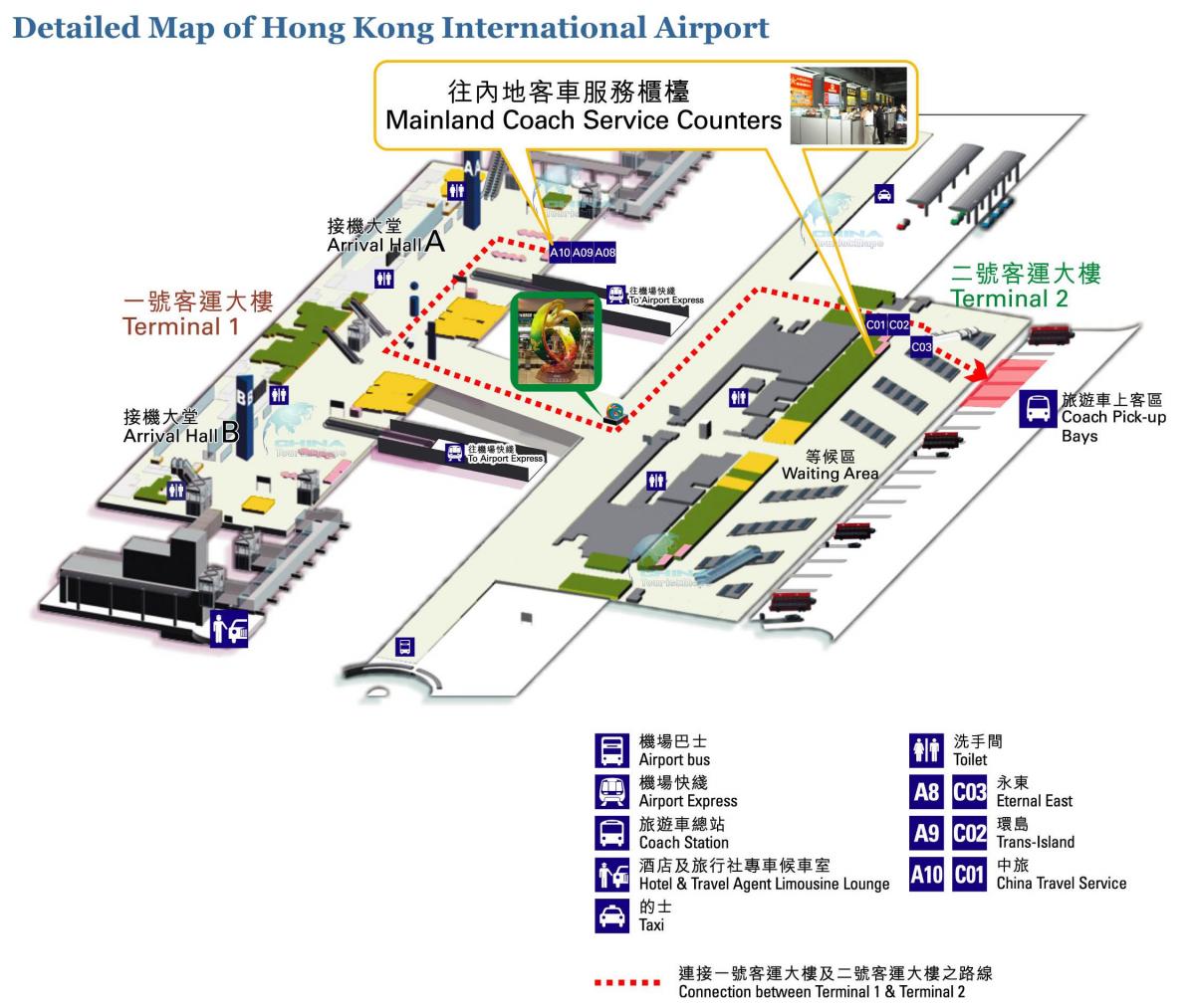 Carte de l'aéroport de Hongkong
