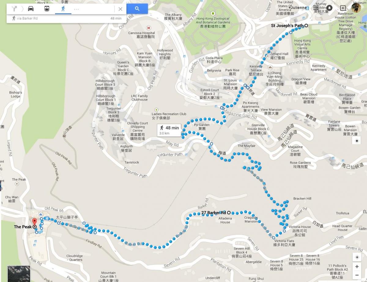 Hong Kong sentiers de randonnée de la carte
