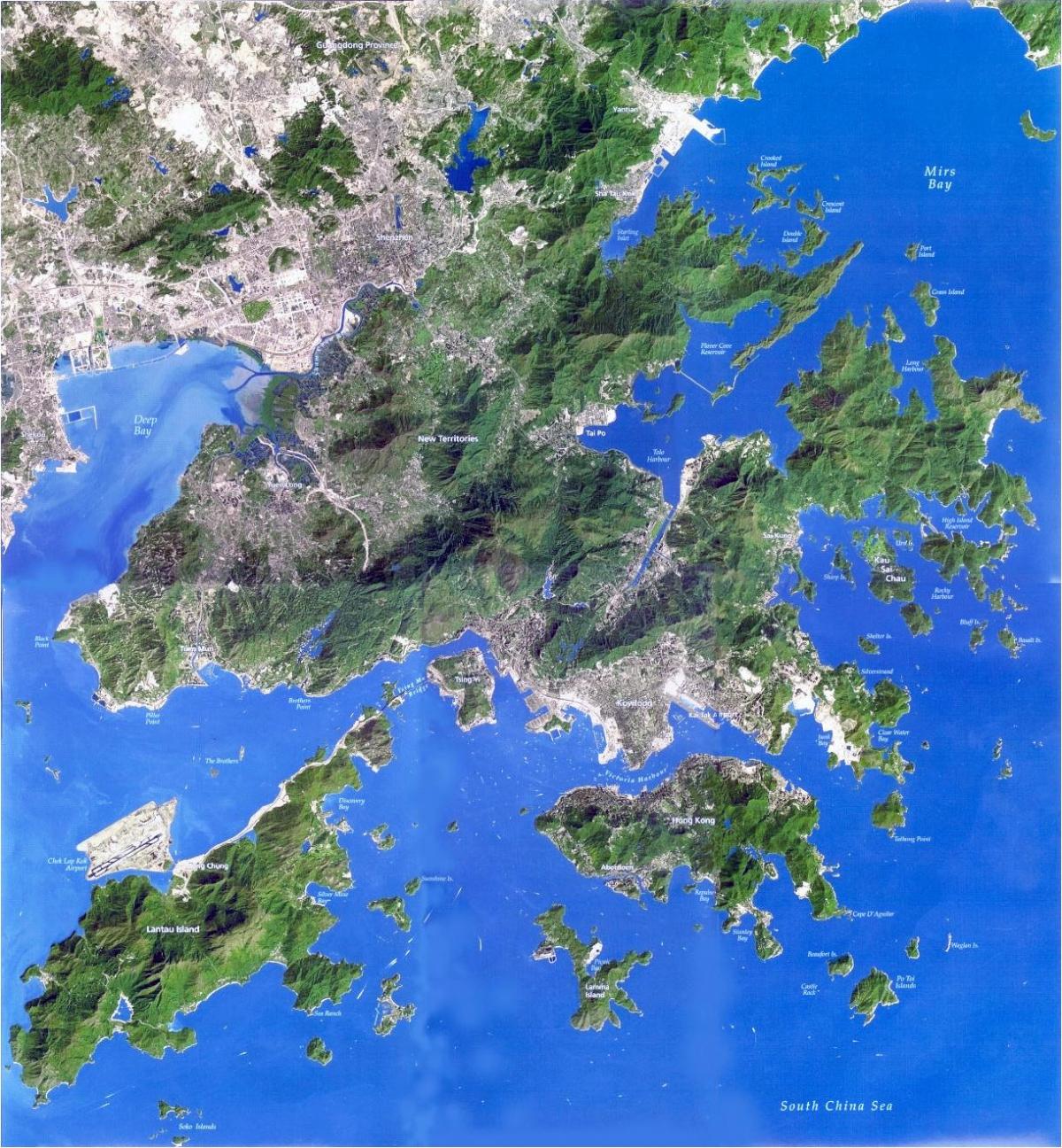 carte satellite de Hong Kong